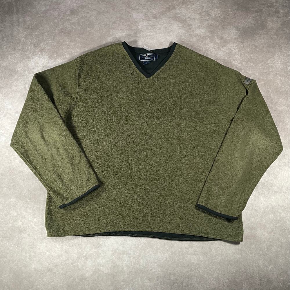 Vintage Polo Sport by Ralph Lauren Olive Green Pullover Fleece Polartec Sweater